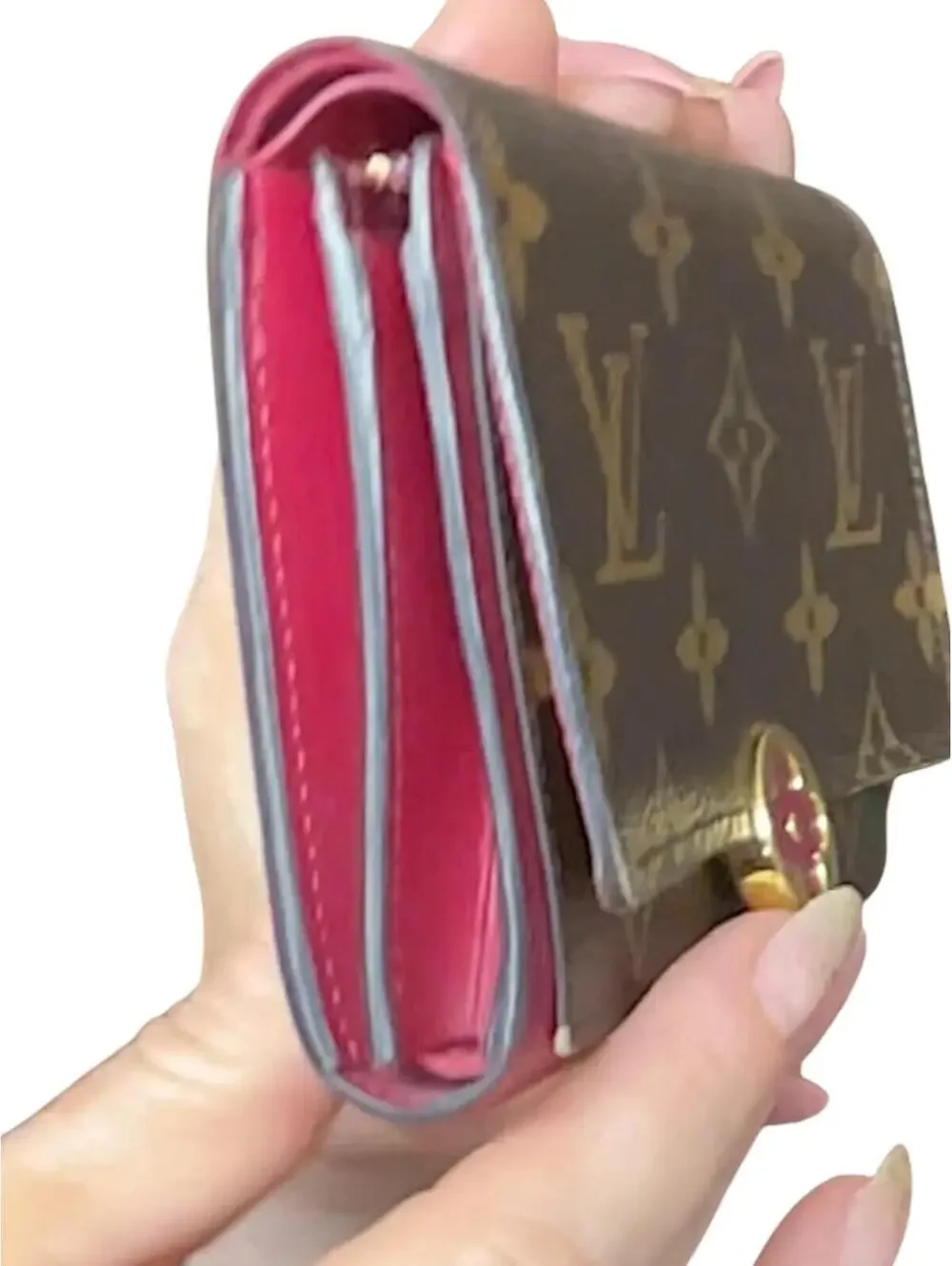 Louis Vuitton Portefeuille Flore Compact Monogram Fuchsia Pink Flower Wallet